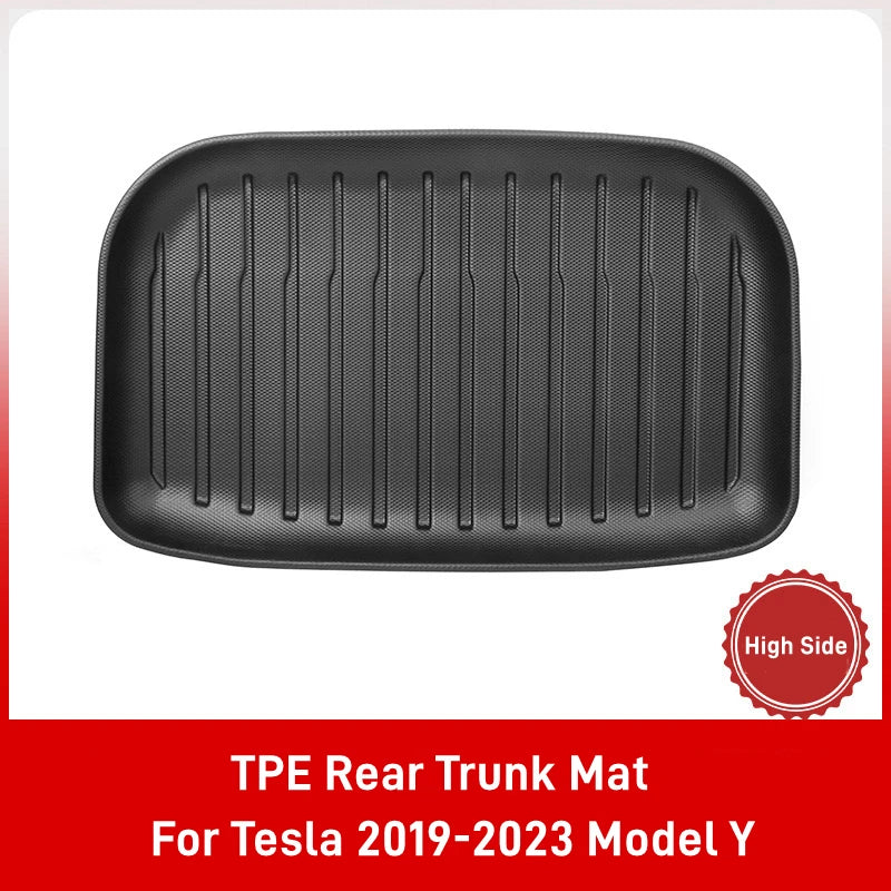 For Tesla Model Y / 3 2019-2023 Full Coverage Rear Trunk Mats TPE Rear Seat Backrest Protective Pad Cargo Liner Anti-Kick Pad