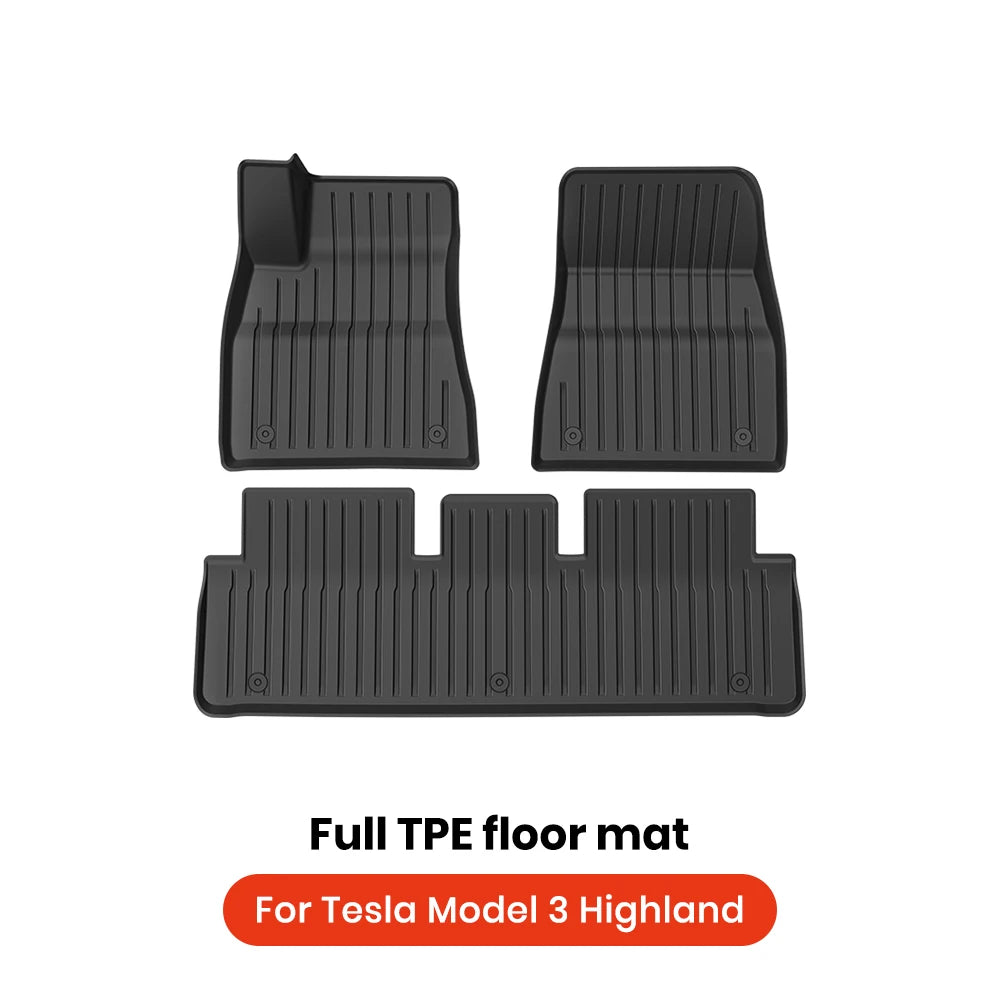 YZ TPE Car Floor Mats for Tesla Model 3 Y Highland Juniper 2019-2025 Luggage Mat Set Four Seasons Waterproof Anti-slip Trunk Mat