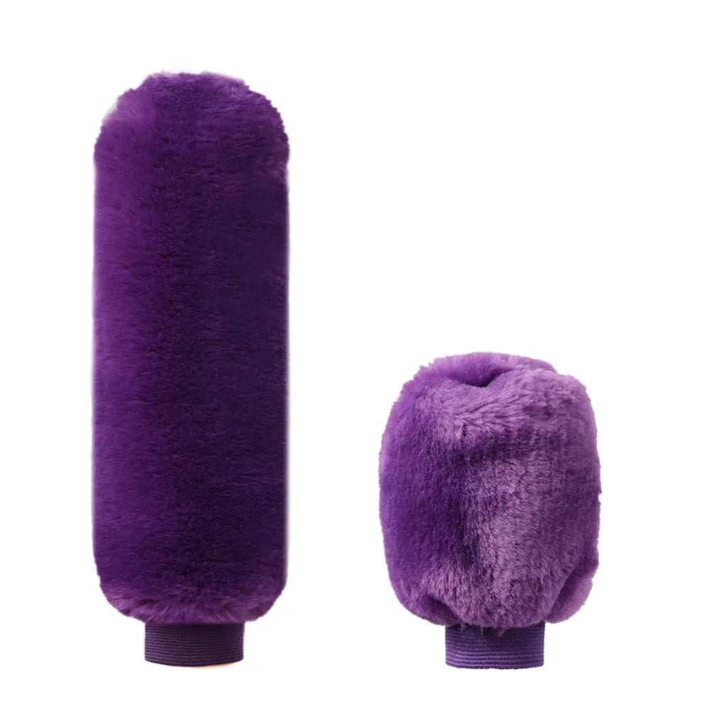 2 Pieces Of Car Plush Handbrake Cover Shift Knob Cover Autumn And Winter Car Plush Handbrake Cover Soft And Warm Handbrake Cover